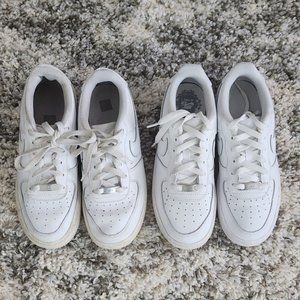 2 pairs Nike Air Force One - boys 6.5 women 8 (one pair like new)